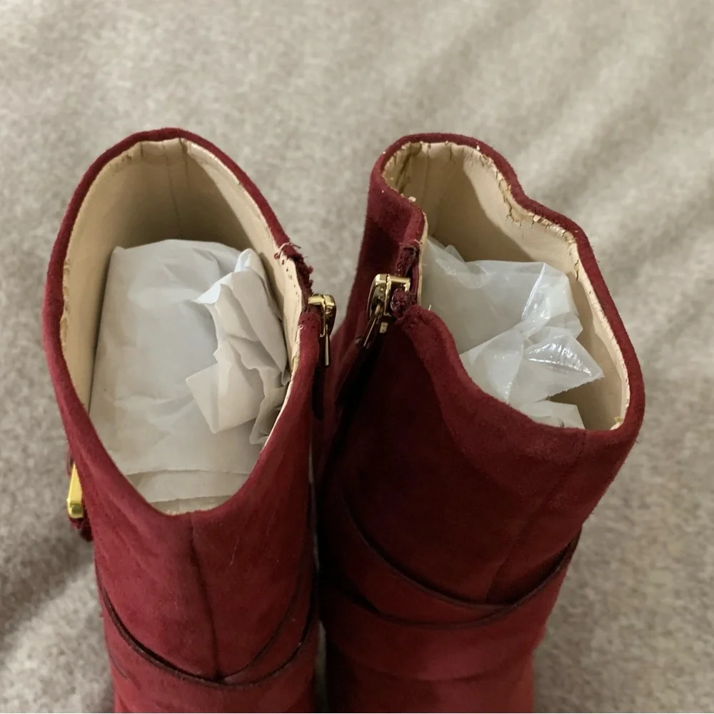 Nine West Cavanagh Burgundy Suede Ankle Boots - Picture 6 of 8